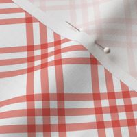 Diagonal Coral Gingham on White