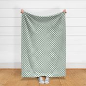 Diagonal Green Gingham on White