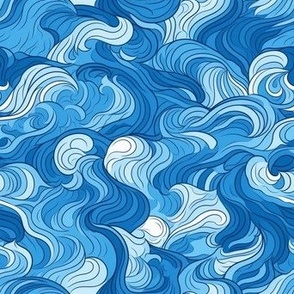 Ocean Wave Swirls - Blue