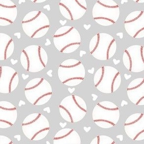 Baseball and Hearts - Gray