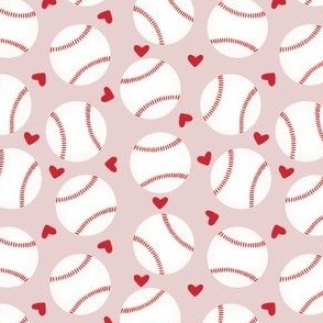 Baseball and Hearts - Pink