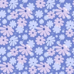 Small Purple Daisy Print Fabric - daisies, daisy fabric, baby fabric, spring fabric, baby girl