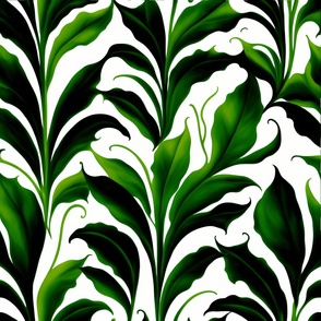 acanthus leaves pattern green and cream delicate 