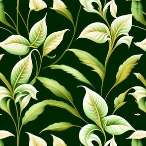 acanthus leaves seamless pattern green and cream 