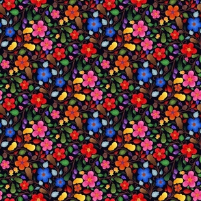 Colorful Floral for Every Season In a Wonderful World Black-Small Scale