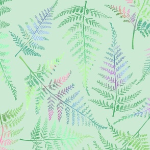 My Daintree Dopamine - Australian Tree Fern Fronds Pale Green Background - Large Scale