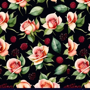 watercolor roses pattern 