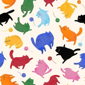 Rainbow Colored Playfull Silly Cats