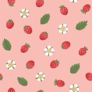 Cute strawberry and flowers