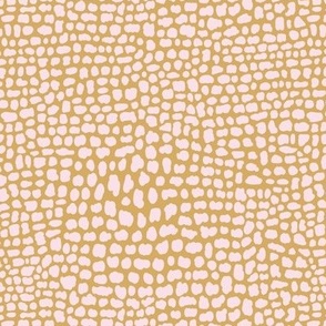 Turtle Skin Abstract Animal Print Small - Pink On Mustard Golden Yellow