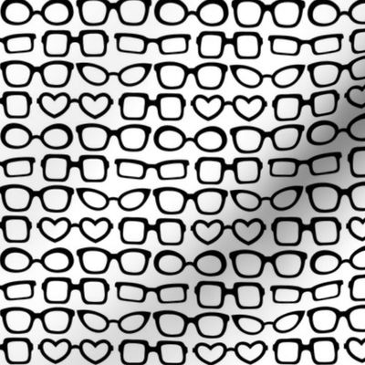 Small Scale Eyeglasses Black Spectacles on White