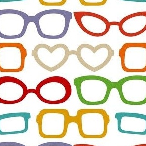 Medium Scale Eyeglasses Colorful Rainbow Spectacles on White