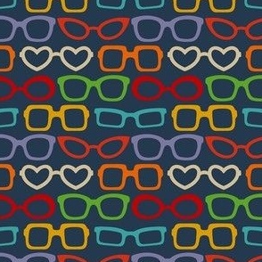 Small Scale Eyeglasses Colorful Rainbow Spectacles on Navy