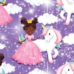 Black princess with unicorn purple large scale