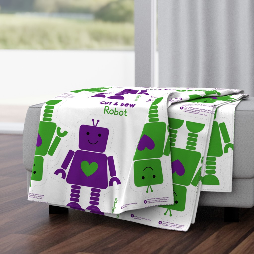 robots green and purple