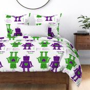 robots green and purple