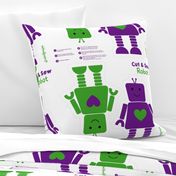 robots green and purple
