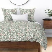 POMEGRANATE IN VINTAGE  WHITE - WILLIAM MORRIS VARIATION