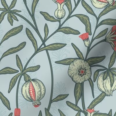 POMEGRANATE IN PALE BLUE - WILLIAM MORRIS VARIATION