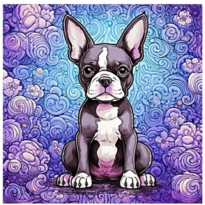 Boston Terrier Lavender #2 Throw Pillow 18 Inch