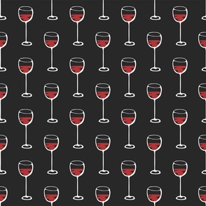 Wine glass pattern on dark black background