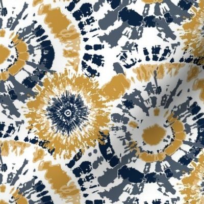 Navy and Gold Tie Dye 6" repeat