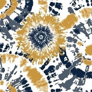 Navy and Gold Tie Dye 6" repeat