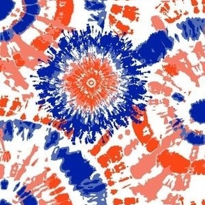 Royal Blue and Bright Orange Tie Dye 6" repeat