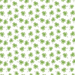 Shamrock ditsy pattern on white - tiny scale