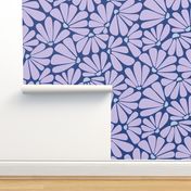 lavender purple and blue flowers on cobalt blue (large scale)