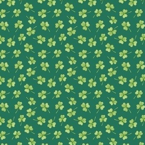 Shamrock ditsy pattern on emerald green - tiny scale