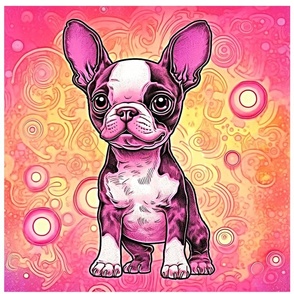 Boston Terrier Pink #4 18 Inch Panel