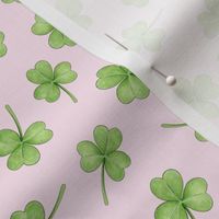 Shamrock ditsy pattern on cherry blossom pink - small scale