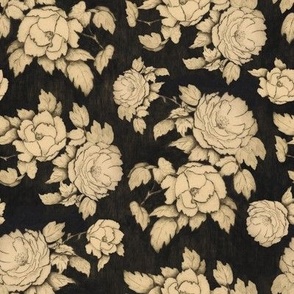 Brown Distressed Vintage Floral Print