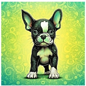 Boston Terrier Green #4 18 Inch Panel