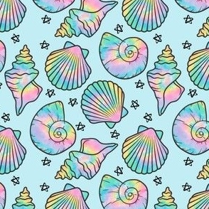 Colorful Sea Shells Fabric, Wallpaper and Home Decor