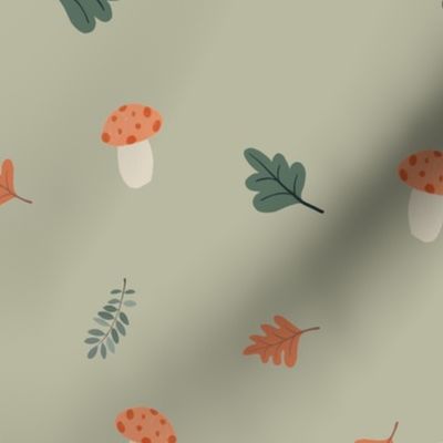 Squirrelly Autumn Whimsy - Coordinate 2 Sage Green
