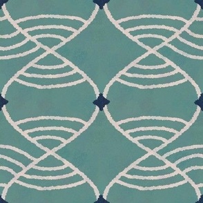 Macreme by the Sea- blue teal textured checker diamond cabin lake house fabric