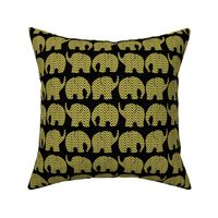 medium - Boho Baby Elephants 1 - lemon yellow on black