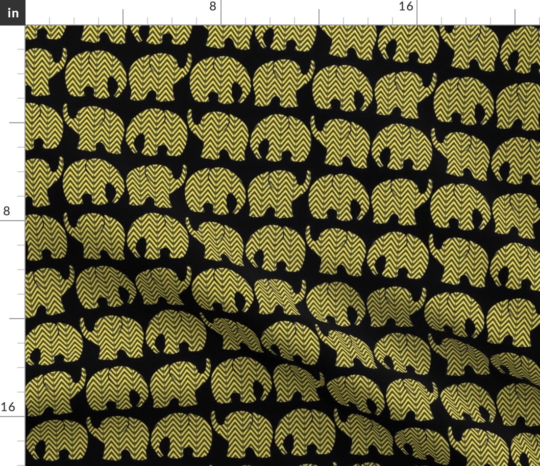 medium - Boho Baby Elephants 1 - lemon yellow on black