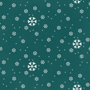 Traditional Holiday Snowflakes White Christmas- vintage whimsy in textured white and teal