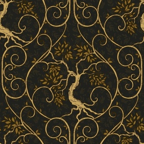 Vintage Tree Gold and Black Large Scale