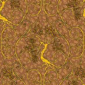 Vintage Tree Ochre Gold Large Scale
