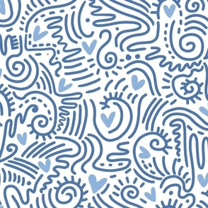 with love doodle blue on white  normal scale