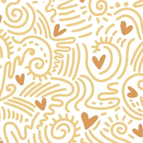 with love doodle butter yellow light wallpaper scale