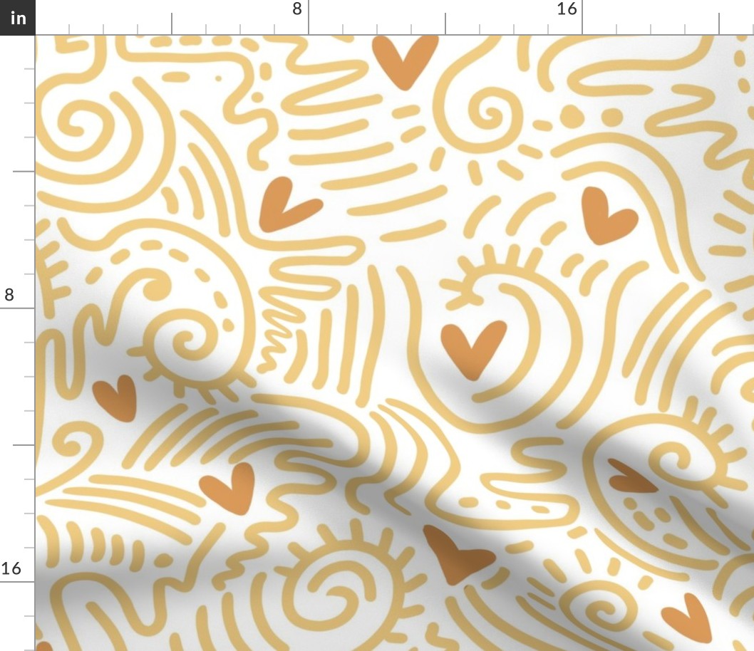 with love doodle butter yellow light wallpaper scale