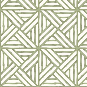 bamboo trellis warm green and white