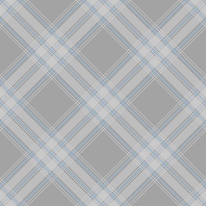 Diagonal Grey and Blue Tartan