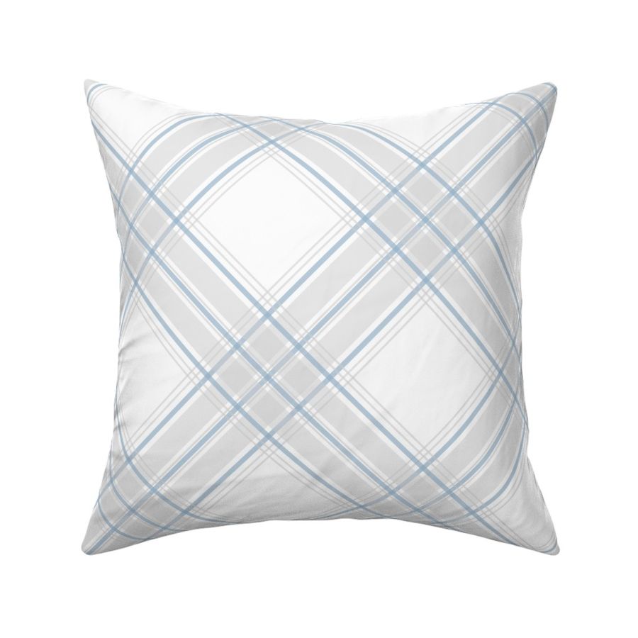 Diagonal White, Grey and Blue Tartan