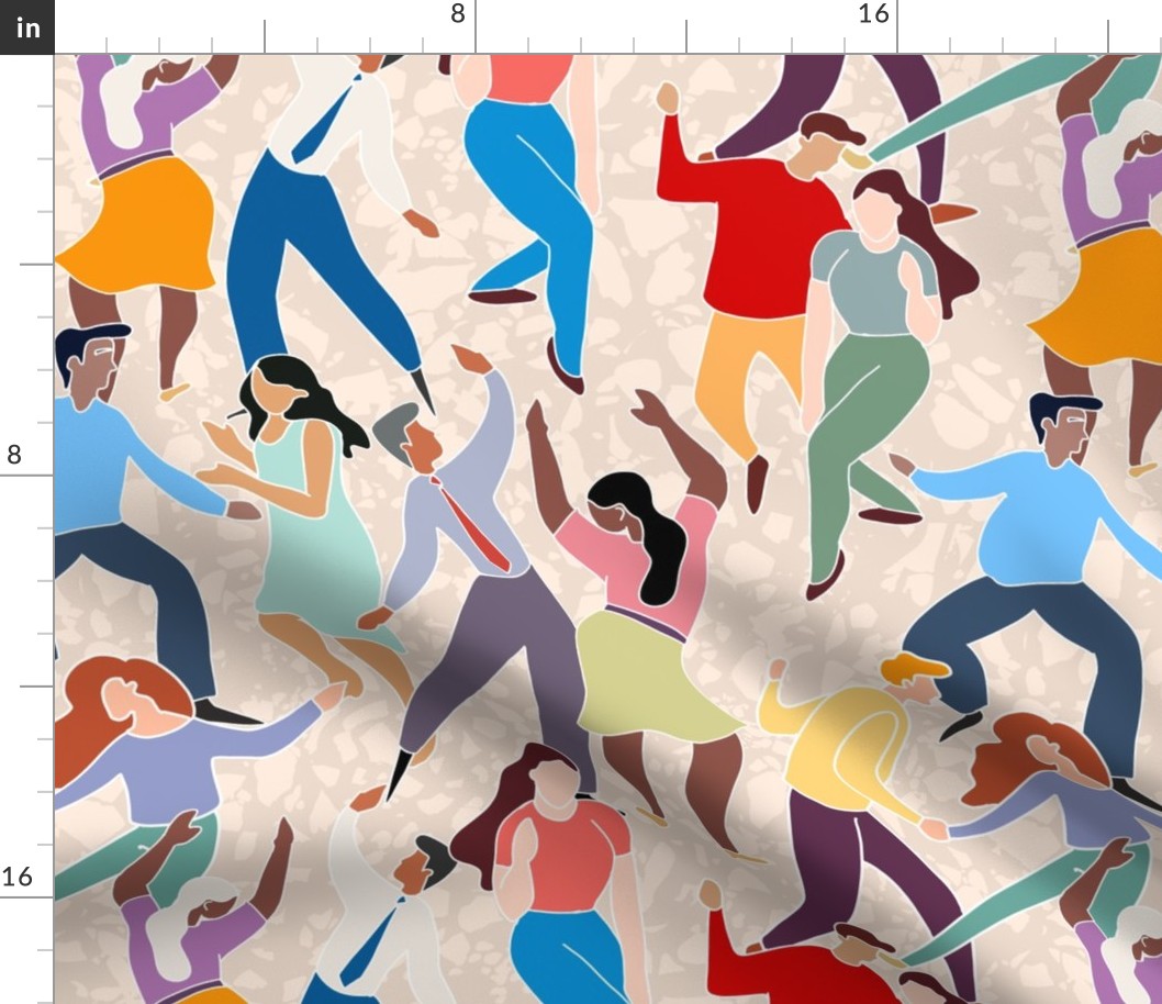 Dancing and celebrating people on neutral background - medium scale
